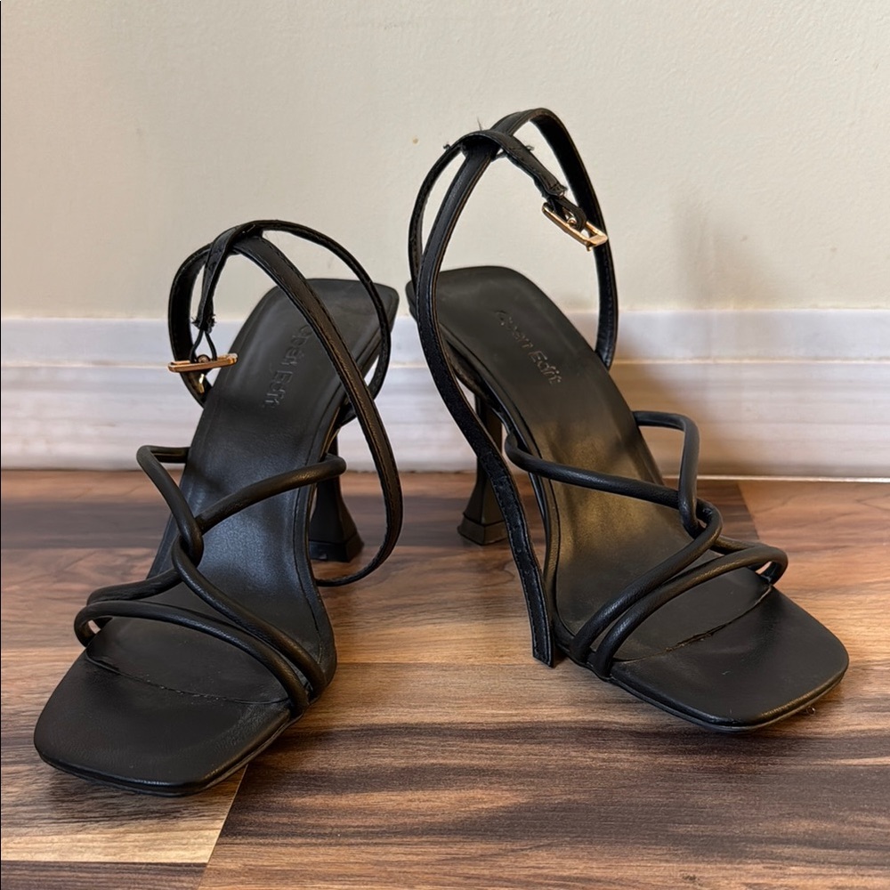 Black Strappy Heeled Sandals